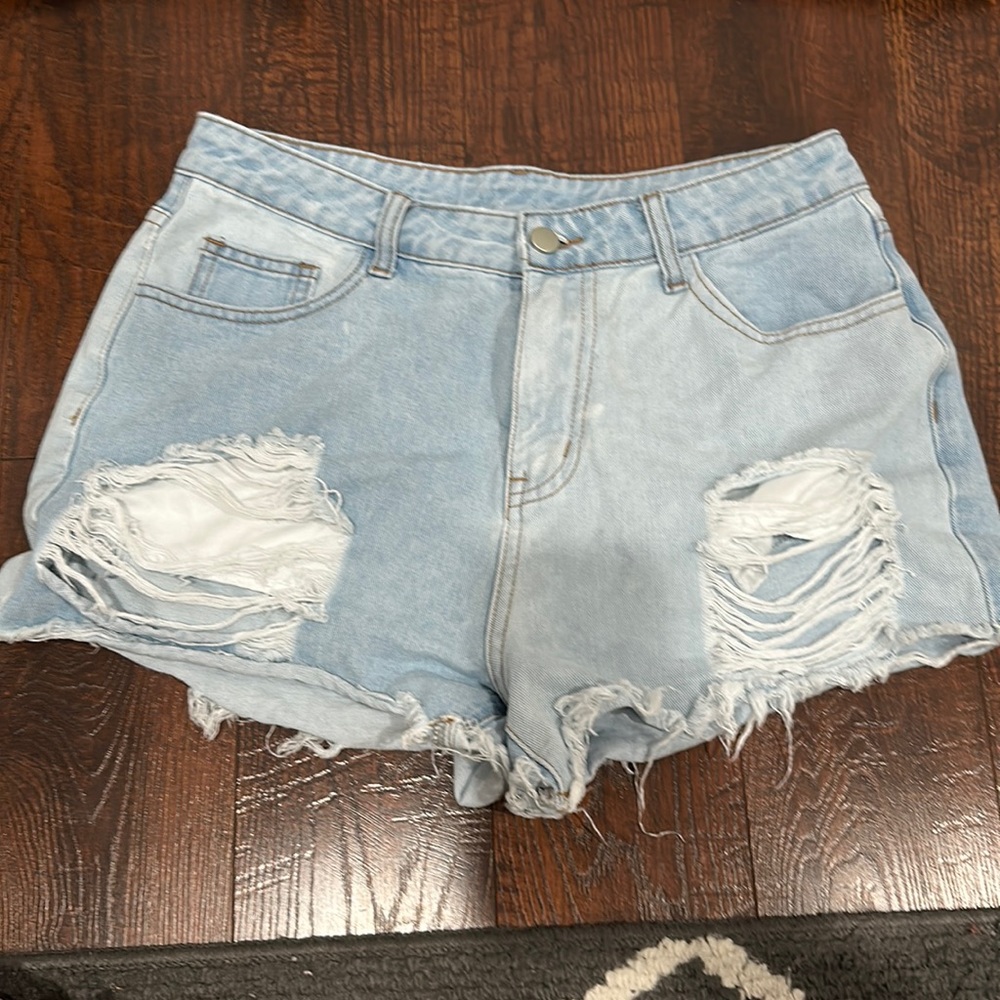 Light wash jean shorts